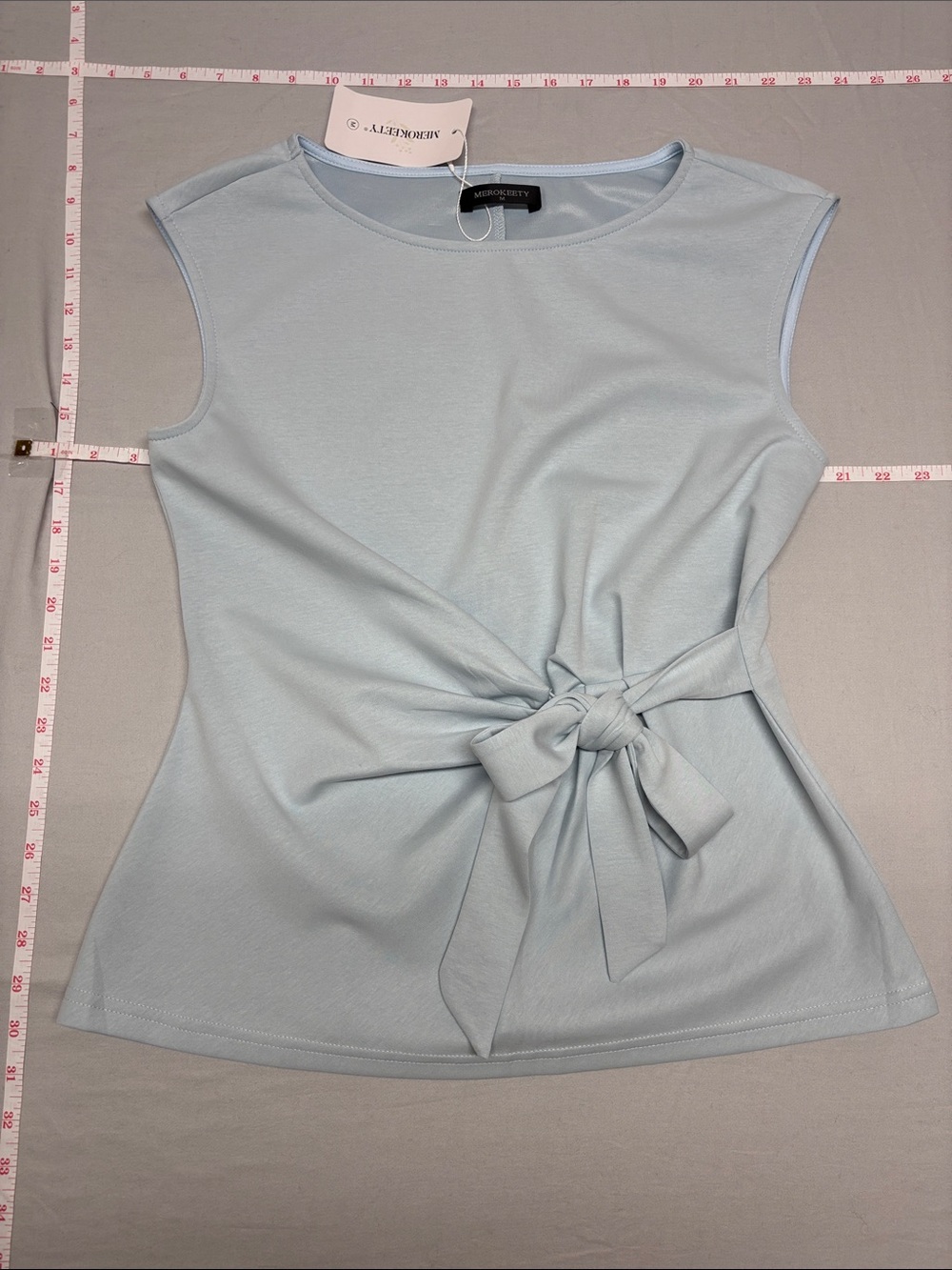 Women’s Light Blue Sleeveless Tie-Waist Tank Top 121 - Picture 5 of 6